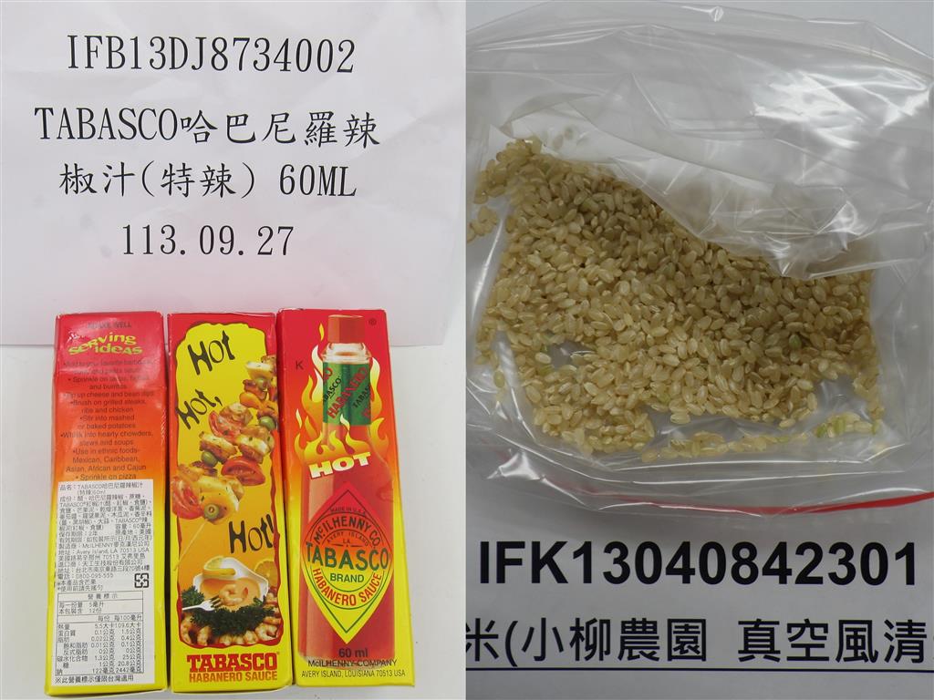 TABASCO 醬料檢出致癌物！30 項進口食品被查不合格，包括裕毛屋日本糙米重金屬超標